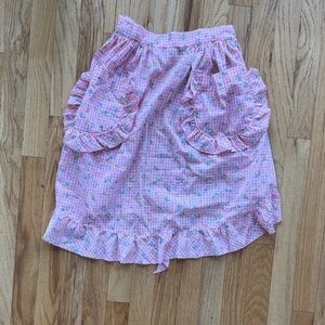 Handmade pink gingham, floral apron